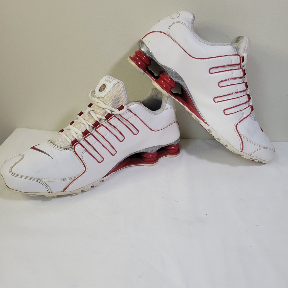 Nike Shox NZ White Varsity Red Metallic Silver Mens 12 Running Shoes 325201-127 - Picture 5 of 8